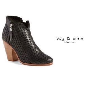 Rag & Bone Margot perforated leather black ankle boots booties - Size 7.5